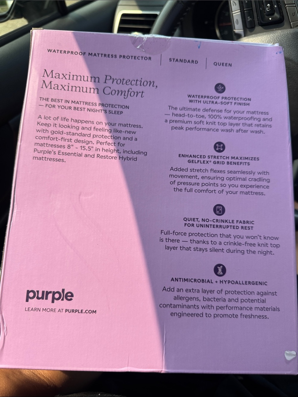 Purple Waterproof Mattress Protector - Picture 3 of 4